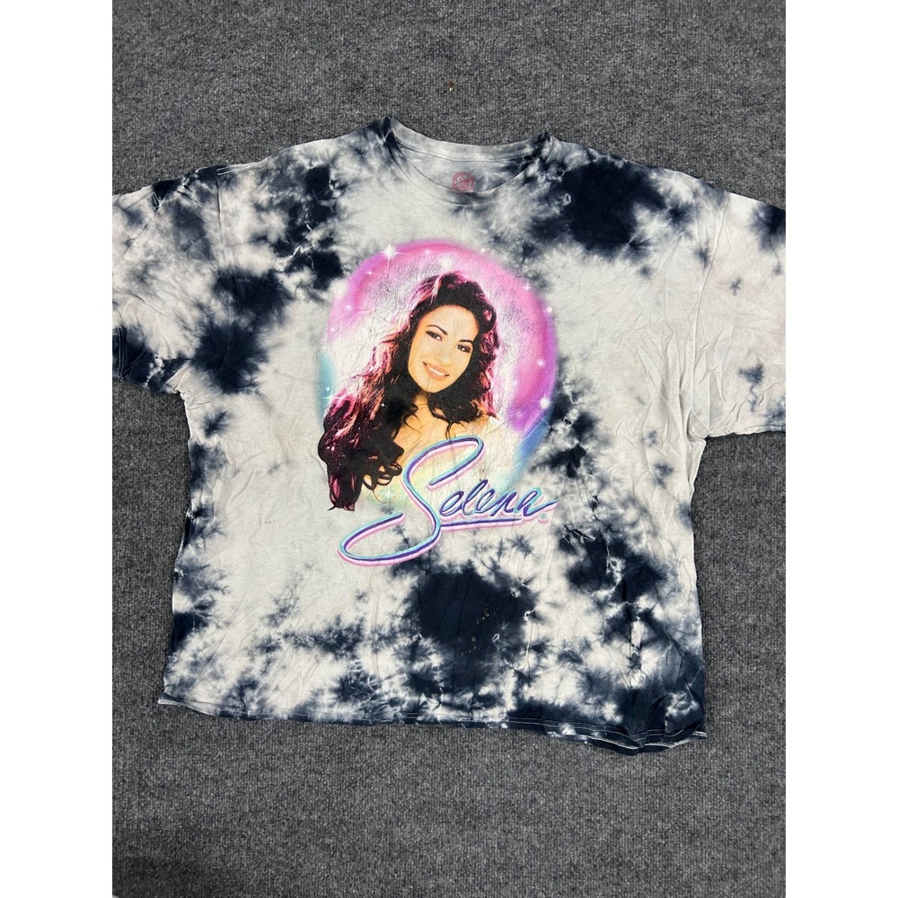 Selena T-Shirt Womens Size 3X Black White Tie Dye Graphic Print Short Sleeve Tee